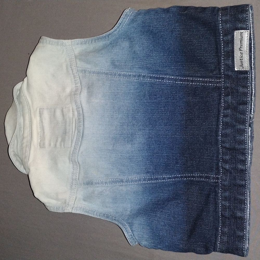 Justice Girls Denim Sparkly Jean Sleeveless Vest - Picture 3 of 4